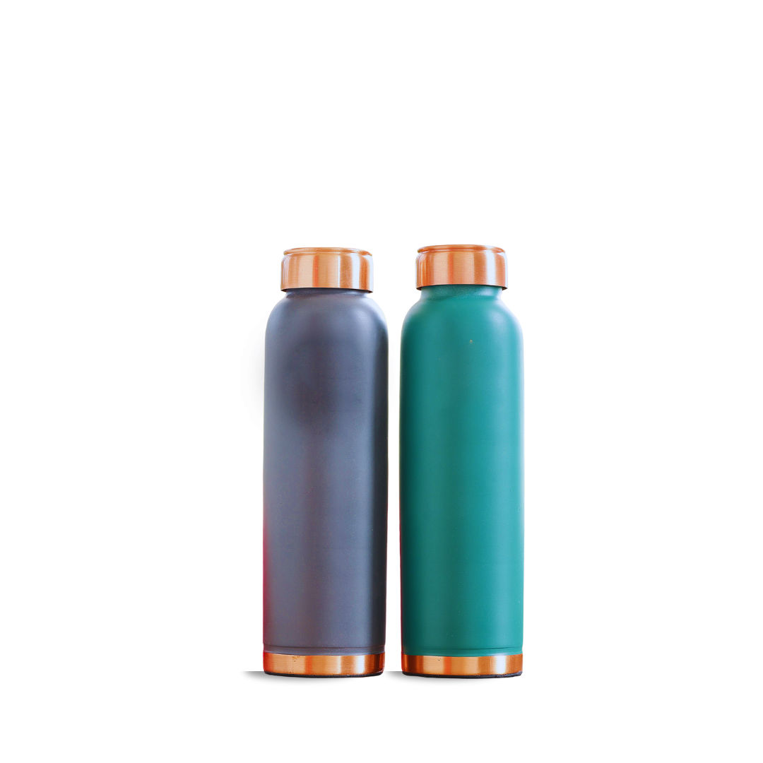 Pure copper water bottle with soft matte finish color – green gray - 900 ML 069